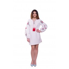 Embroidered Dress "Bohemian Roses" white
